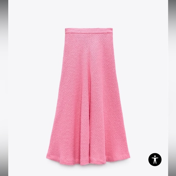 Pink tweed textured zara crop top and flare skirt - Picture 7 of 13